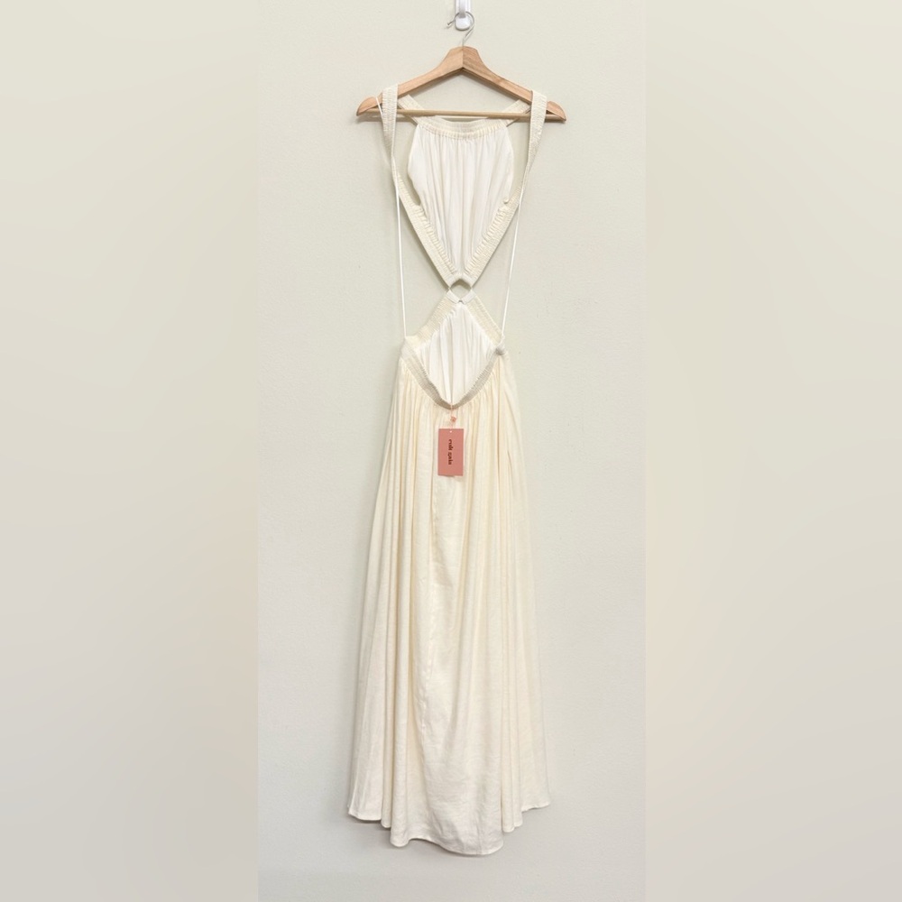 NWT Cult Gaia Theia Halter Backless Linen Blend MIDI Dress in Off- White Size M - Picture 6 of 16